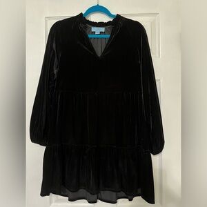 Cece black velvet babydoll dress size xs